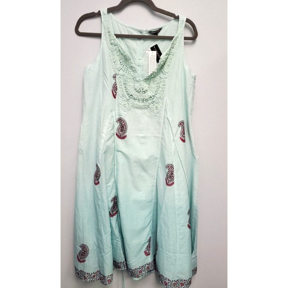 Chaundry KC mint green cotton lined crochet detailed dress‎ NWT Size Small